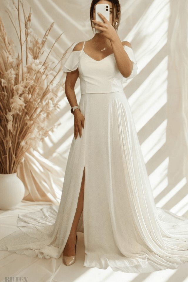 Arkası Bağcıklı Arkası Fırfır Kuyruklu Şifon Elbise 5064btx