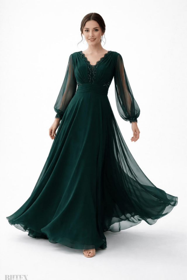 Büyük Beden Şifon Abiye Elbise 2238btx