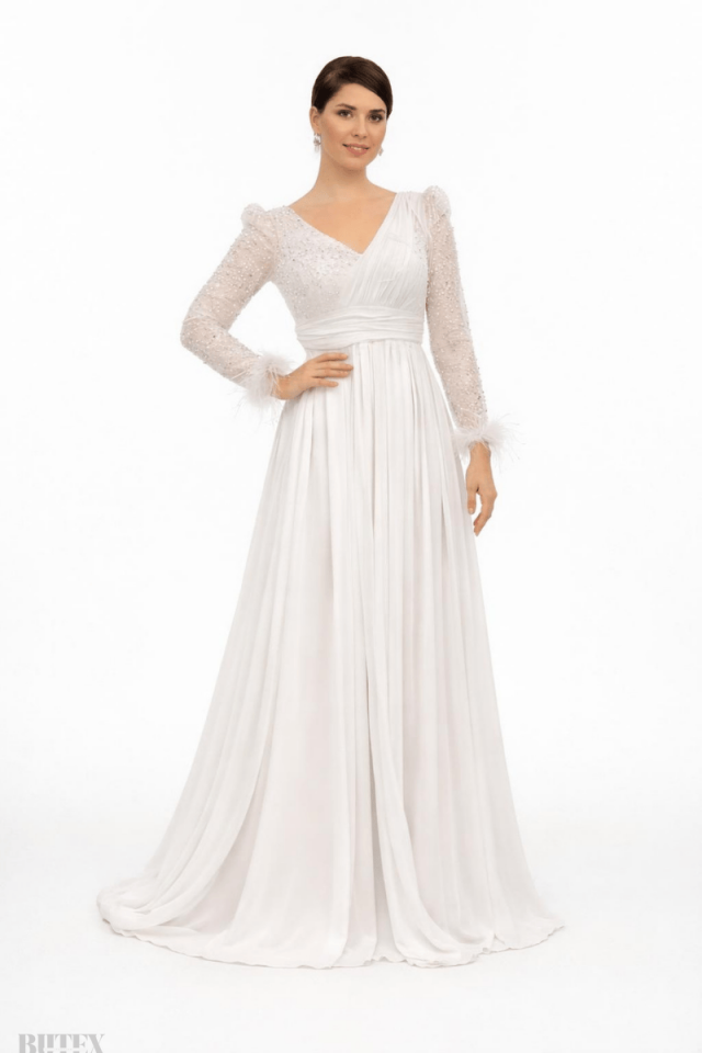 Büyük Beden Şifon Abiye Elbise 7190btx