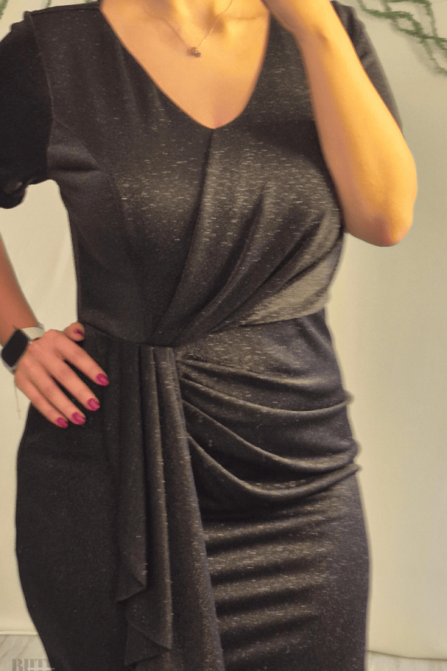 Büyük Beden Midi Boy Simli Kumaş Likralı Abiye Elbise 96796btx