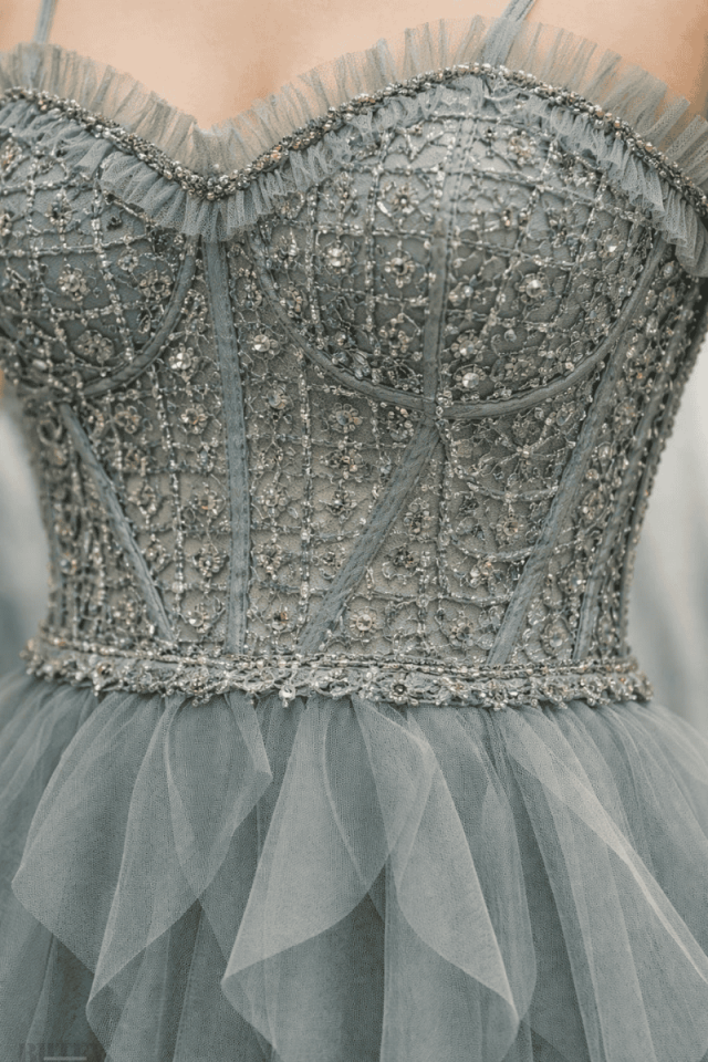 İp Askılı Tül Abiye Elbise 5200btx