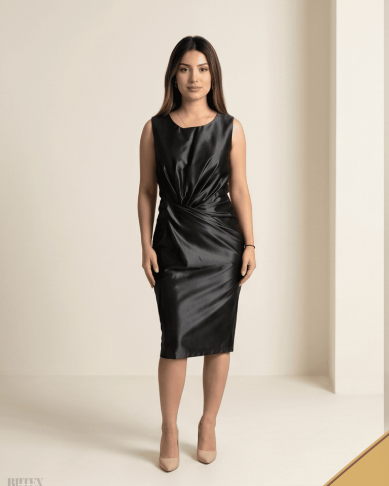 Örme Saten Kısa Abiye  Elbise 1129btx