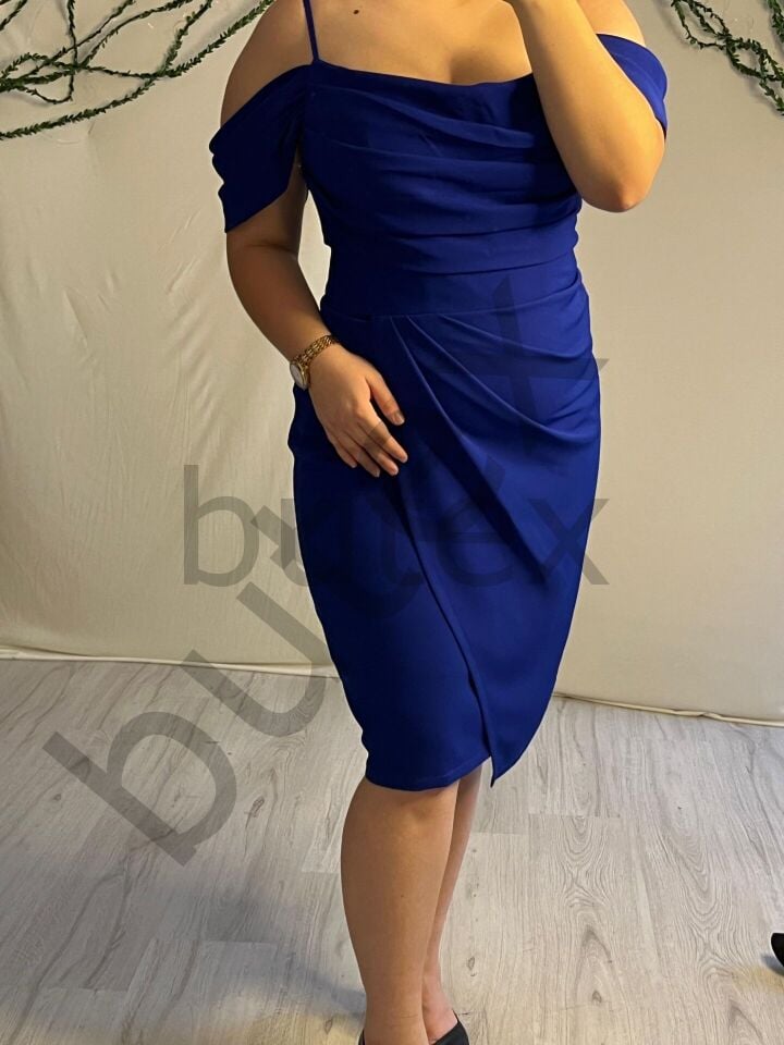 Krep Kumaş Kısa  Klasik Elbise 6934btx