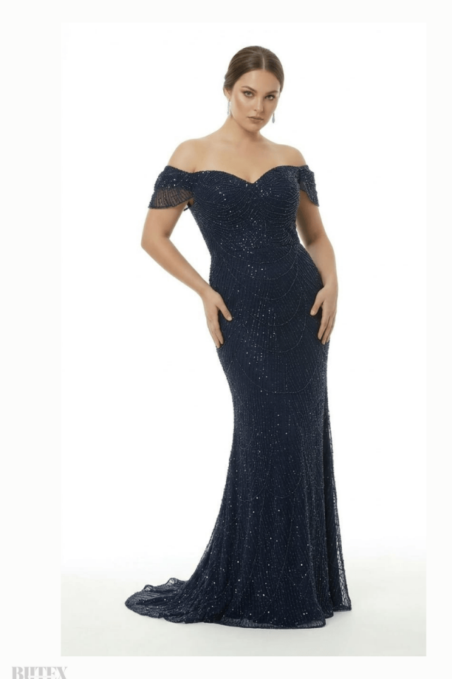 Miabella Güneş Desen Büyük Beden Abiye Elbise 1154btx