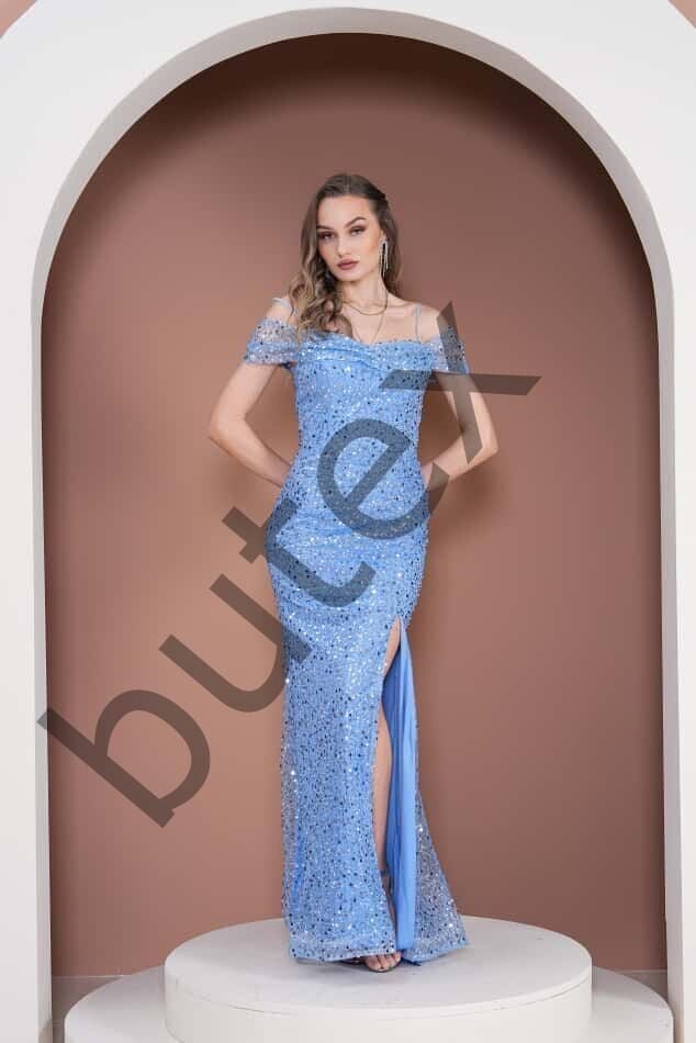 İp Askılı Boncuklu Düşük Kol Balık Model Abiye Elbise 5369btx