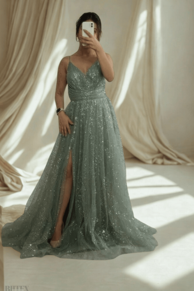 Işıltılı Uzun Abiye Elbise 7894btx