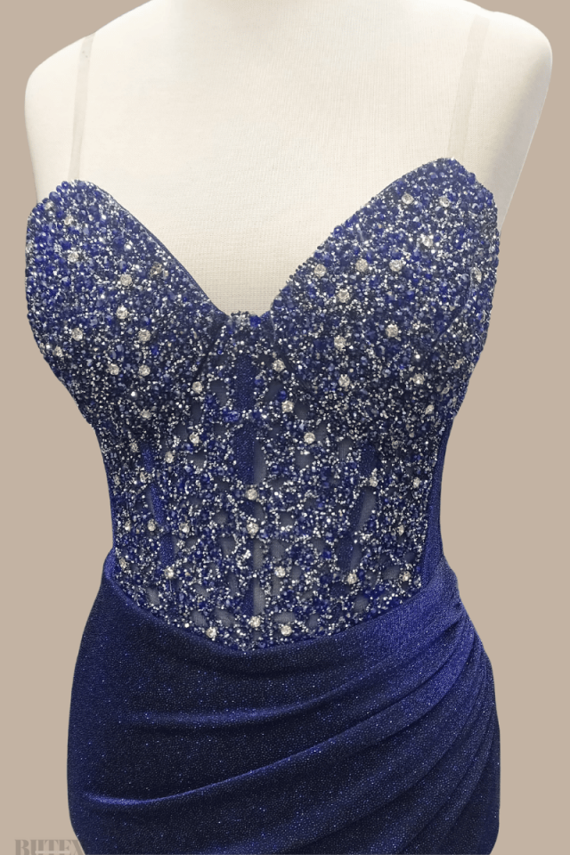 Straplez Simli Abiye Elbise 7460btx